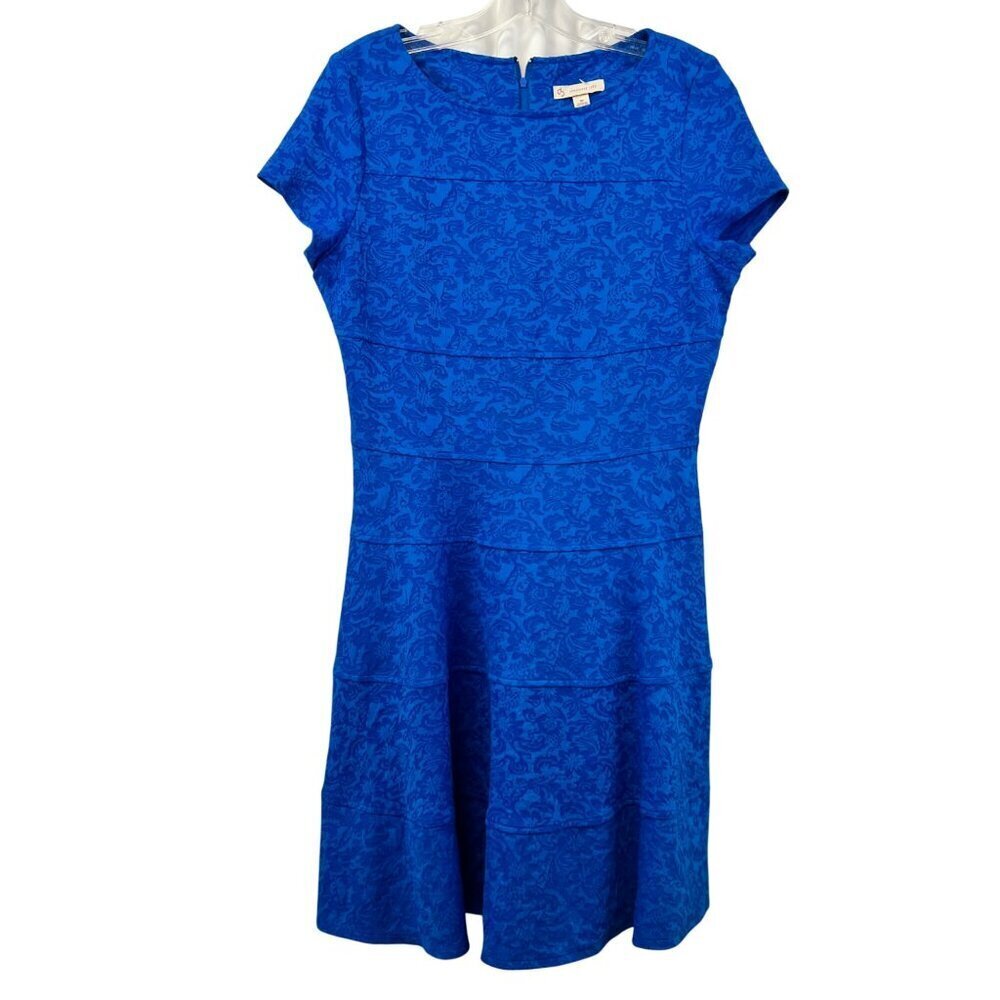 CB Established 1962 Floral Fit & Flare Dress Short Sleeve Blue Floral Size 10